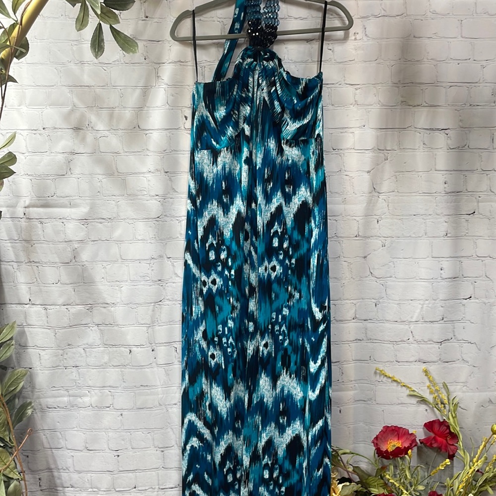 Fresh of LA beaded neck strapless halter maxi 2x dress